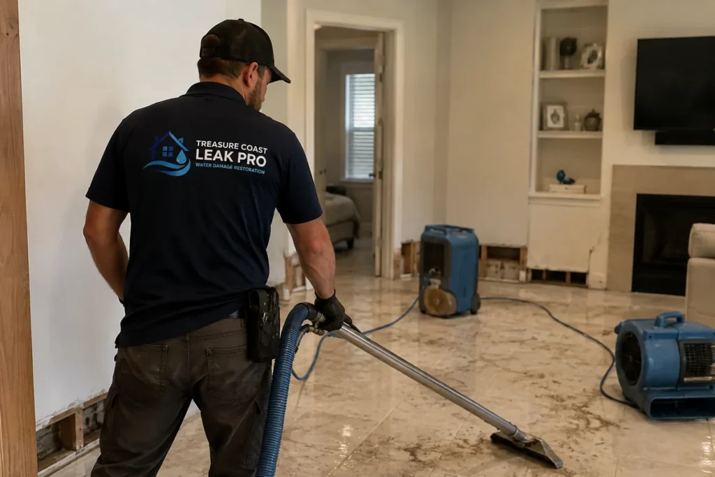 24/7 emergency water damage restoration on the Treasure Coast, Florida